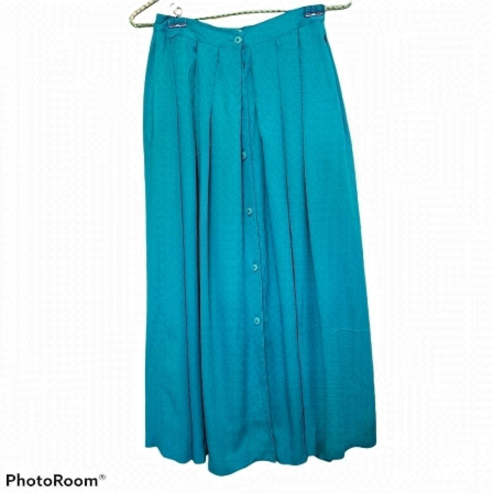 Louben Retro Vintage Pleated Blue Skirt 4 6 8 10